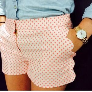 Jcrew scalloped hem pink polka dot shorts size 10